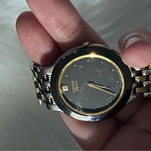 Vintage Citizen Watch Two Tone Black Dial Rare